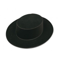 Sombrero cordobes flocado negro adulto