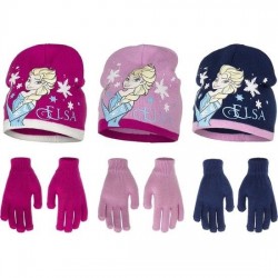 Gorro y guantes frozen invierno rosas 52 cm