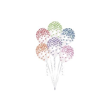 Globos transparentes confetti colores surtidos 6 uds