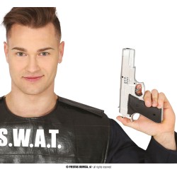 Pistola policia plata de juguete 24 cm