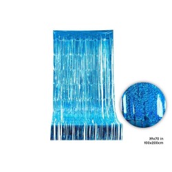 Cortina flecos azul brillante 1x2 metros
