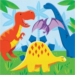Servilletas Dinosaurios para cumpleaños 16 uds 33 cm