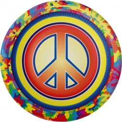 Platos Hippie 8 uds de 23 cm fiesta años 60