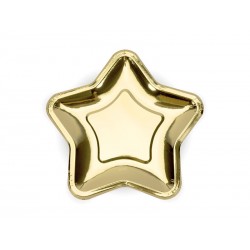 Plato estrella oro 6 uds de 23 cm