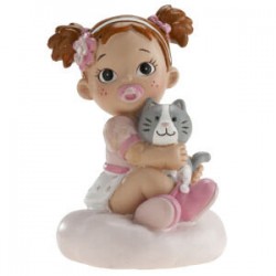 Figura bebe niña con gato bautizo