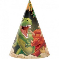 Sombreros cumpleanos dinosaurios 8 uds
