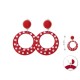 Pendientes sevillana rojos lunares blanos 6 cm