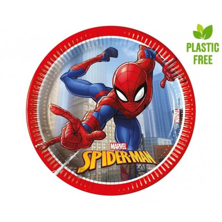 Platos Spiderman cumpleanos 8 uds 18 cm